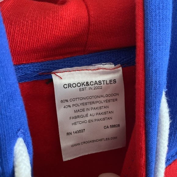 Crooks & Castles Red and Blue Men's Hoodie Size L - Picture 3 of 6